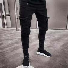 Men's Denim Holes Zipper Tight Jeans GDMY-829