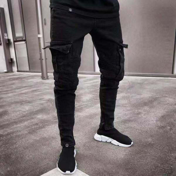 Men's Denim Holes Zipper Tight Jeans GDMY-829