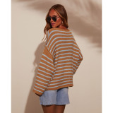 Stripe Knits Bat Sleeve Loose Tops ASL-6756