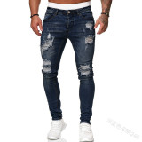 Men's Casual Washed Holes Slim Jeans GDMY-1990