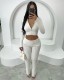 Solid Color Knits Long Sleeve Two Piece Pants Set TR-1316