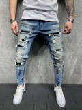 Men's Slim Washed Holes Pencil Jeans GDMY-1993