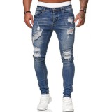 Men's Casual Washed Holes Slim Jeans GDMY-1990