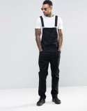 Men's Plus Size Denim Solid Color Back Pants Jumpsuit GDMY-1936
