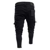 Men's Denim Holes Zipper Tight Jeans GDMY-829
