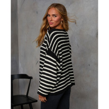 Stripe Knits Bat Sleeve Loose Tops ASL-6756