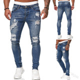 Men's Casual Washed Holes Slim Jeans GDMY-1990