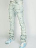 Men's Fashion Holes Denim Zipper Stacked Jeans GDMY-MGD1090
