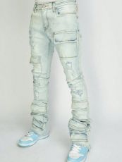 Men's Fashion Holes Denim Zipper Stacked Jeans GDMY-MGD1090