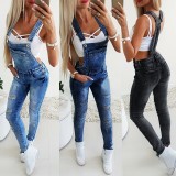 Y Wide Belt Skinny Denim Back Pants Jumpsuit GDMY-LF008