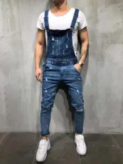 Men's Holes Denim Slim Back Pants Jumpsuit GDMY-828