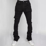 Men's Fashion Holes Denim Zipper Stacked Jeans GDMY-MGD1090