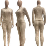 Long Sleeve Knits Slim Two Piece Pants Set TK-TK6341
