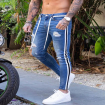 Men's Plus Size Fashion Denim Holes Slim Patchwork Jeans GDMY-1922
