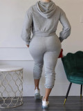 Drop Shoulder Sleeve Hooded Sweatshirt Pant Set HMS-6509