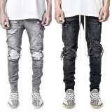Men's Washed Holes Slim Denim Jeans GDMY-2013