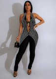 Backless V Neck Hot Drill Jumpsuit NY-K3262