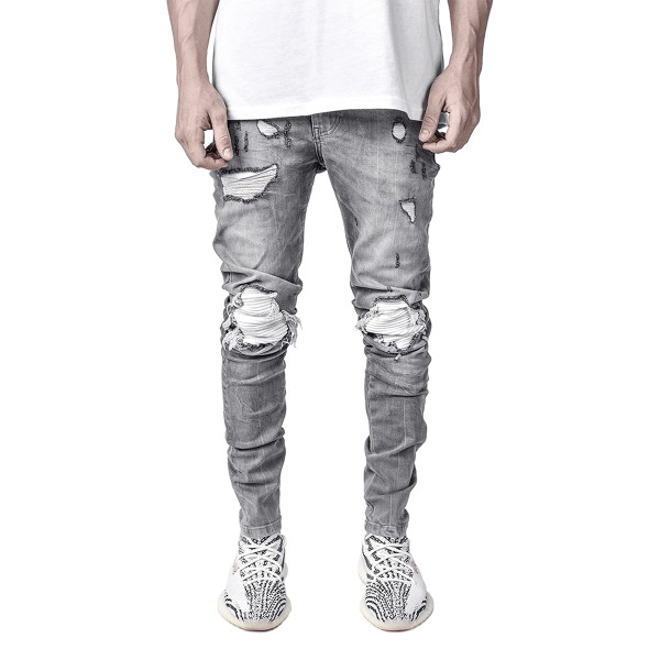 Men's Washed Holes Slim Denim Jeans GDMY-2013