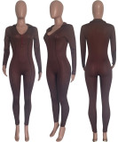 Long Sleeve Solid Color Tight Jumpsuit HMS-6510