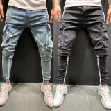 Men's Zipper Pocket Patchwork Pencil Jeans GDMY-1952