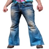 Men's Plus Size Blue High Waisted Vintage Big Flare Jean GDMY-1955