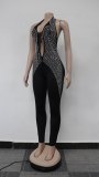 Backless V Neck Hot Drill Jumpsuit NY-K3262
