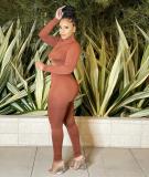 Solid Color Cross Pleated Tight Two Piece Pants Set HMS-6519