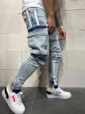 Men's Zipper Pocket Patchwork Pencil Jeans GDMY-1952