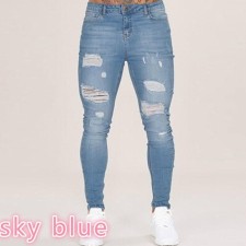 Men's Plus Size Holes High Waist Tight Jeans GDMY-1022