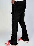 Men's Fashion Holes Denim Zipper Stacked Jeans GDMY-MGD1090