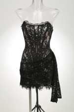Pre Order: About 7 work days shipping Lace Tight Pleated Mini Dress YUEM-Y100112