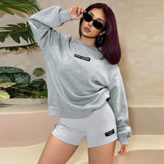 Long Sleeve Loose Sweatshirt Tight Shorts Fashion Casual Suit FL-JY24386MHO