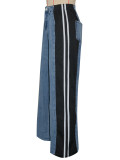 Fashion Patchwork Stripe Straight Jeans SH-S391244 
