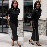 Pearl Double-breasted Lapel Two Piece Pant Set YNSF-Y2660