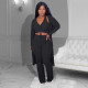 Solid Color Long Sleeve Loose 3 Piece Pants Set ZDF-31262
