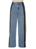 Fashion Patchwork Stripe Straight Jeans SH-S391244 