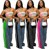 Fashion Patchwork Stripe Straight Jeans SH-S391244 
