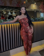 Sleeveless Off Shoulder Print Jumpsuit GYZY-8926