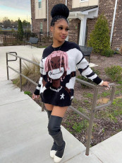 Printed Long Sleeve Mid-Length Sweater SH-S391245