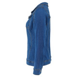 Long Sleeve Lapel Pockets Denim Coat GDAM-218619