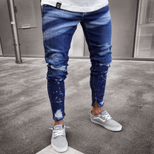 Men's Plus Size Denim Holes Zipper Jeans GDMY-820