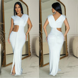 Solid Color Sleeveless Deep V Neck Maxi Dress BY-C7061