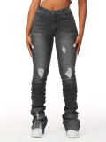 High Waisted Stacked Denim Flare Pants GDMY-CK3030
