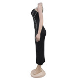 Sexy Sling Hot Dril Midi Dress BY-7070
