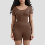 Solid Color Short Sleeve Shapewear Romper  GMDI-32197
