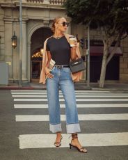 Loose Rolled Hem Washed Nine-minute Jeans GKNF-TSX-11035