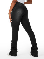 High Waisted Stacked Denim Flare Pants GDMY-CK3030