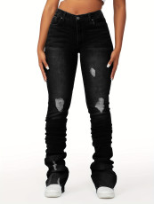 High Waisted Stacked Denim Flare Pants GDMY-CK3030