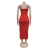 Sexy Sling Hot Dril Midi Dress BY-7070