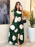 O Neck Print Ruffle Sleeve Maxi Dress GYLY-10541